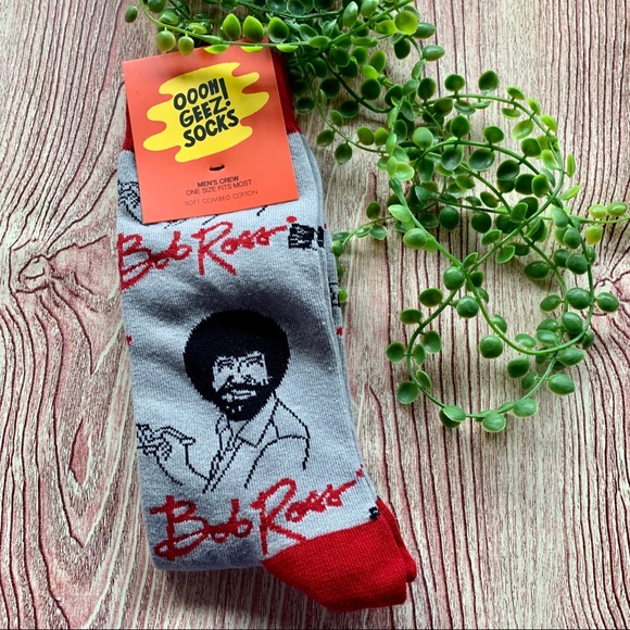 New. Oooh Geez! It’s Bob Ross designed socks. TJOP - Picture 1 of 2